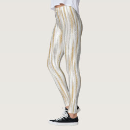 Guld Silver Chic Glam Glitzy Ränder Leggings