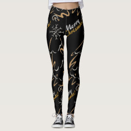Guld & Silver Chrismas Träd (svart) Leggings