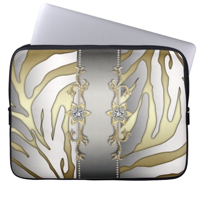 Guld Silver Diamond Zebra Laptop sleeve (Framsidan)