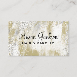 Guld Silver Elegant Black Script Hair & Makeup Bus Visitkort