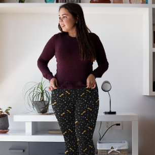 Guld Silver Faux Glitter Constellation Mönster Blk Leggings