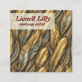 Guld Silver Feathers Fyrkantigt Visitkort