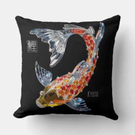 Guld|Silver Glass|Crystal Koi Fish|Dekorativ kudde