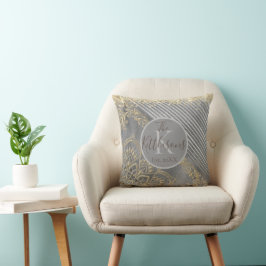 Guld Silver Glittery Mandala Monogram-familjen Nam Kudde
