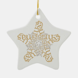 Guld, Silver God jul Star Calligraphy Art Julgransprydnad Keramik
