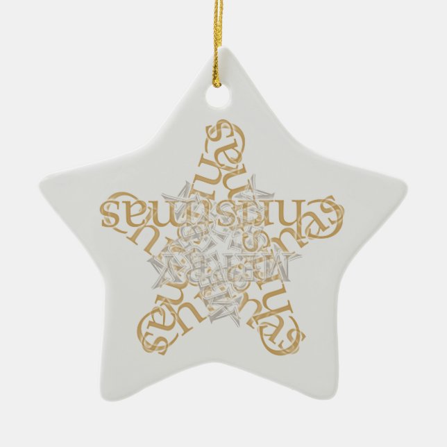 Guld, Silver God jul Star Calligraphy Art Julgransprydnad Keramik (Framsidan)