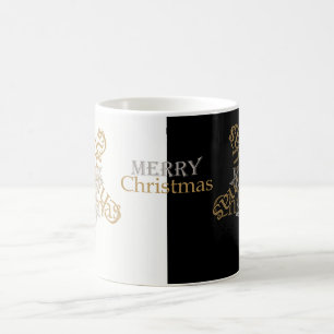 Guld & Silver God jul Stjärna, svartvitt Kaffemugg