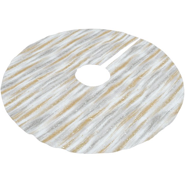 Guld Silver Julfirande Julgransmatta Borstad Polyester (Vinklad)