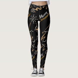 Guld & Silver Julgran (svart) Leggings