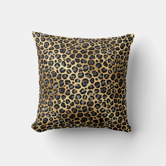 GULD SILVER LEOPARD PILLOW KUDDE (Framsida)