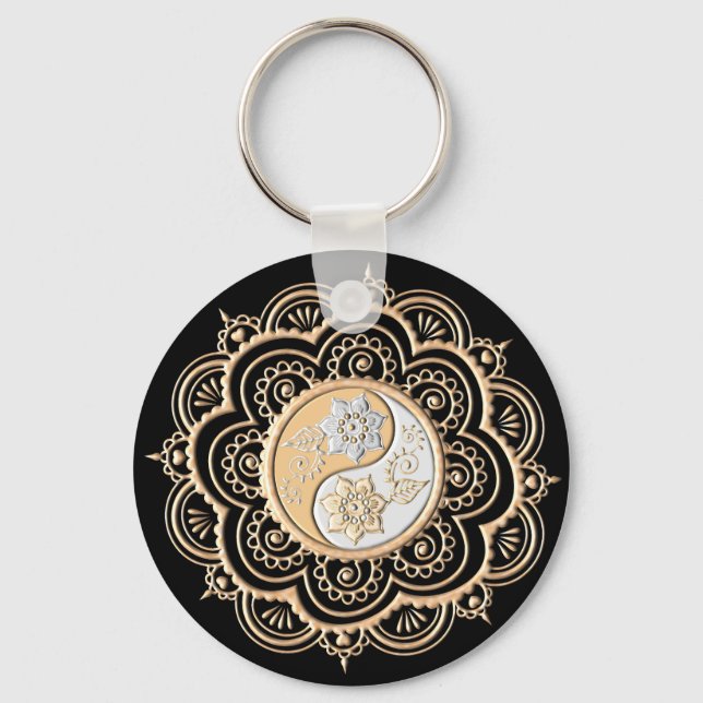 Guld & Silver Mandala Nyckelring (Framsida)