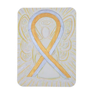 Guld & Silver Medvetenhet Ribbon Angel Art Magnet