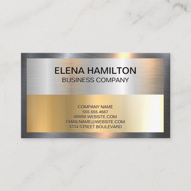 Guld Silver Metallic Shine Gräns Visitkort (Framsida)