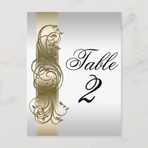 Guld Silver Ornate Formell Bordsnummer