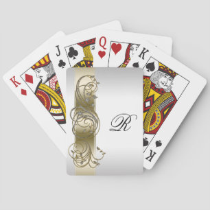 Guld Silver Ornate Formell Monogram Spel Kort