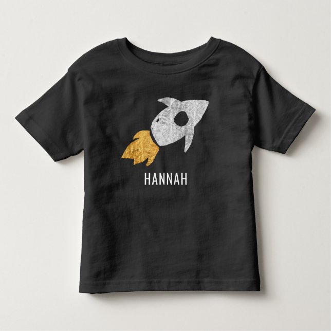 Guld Silver Rocket Rymden Kids Personlig T Shirt (Framsida)