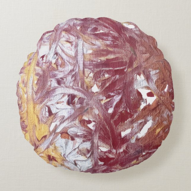 Guld, Silver, Röd, Roséguld, Marmor Konstverk Rund Kudde (Framsidan)