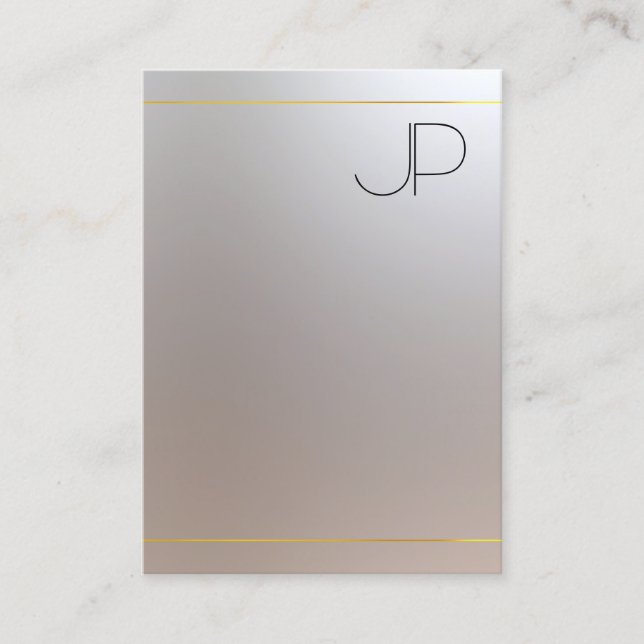 Guld Silver ser Monogram Modern Professionell Visitkort (Framsida)