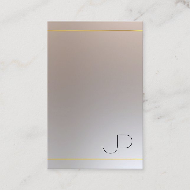 Guld Silver ser Monogrammed modern Elegant Visitkort (Framsida)