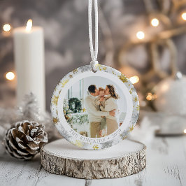 Guld & Silver Snöflinga Familj Foto Ornament