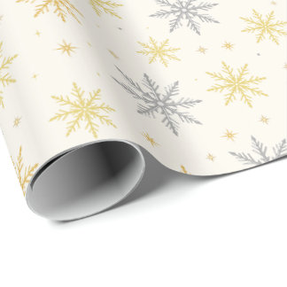 Guld Silver Snöflinga Jul Sömlöst Mönster Presentpapper