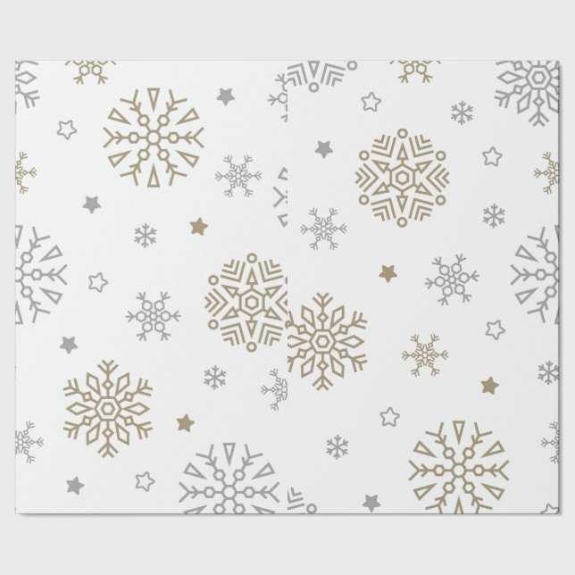Guld & Silver Snowflake Presentpapper (Seam)