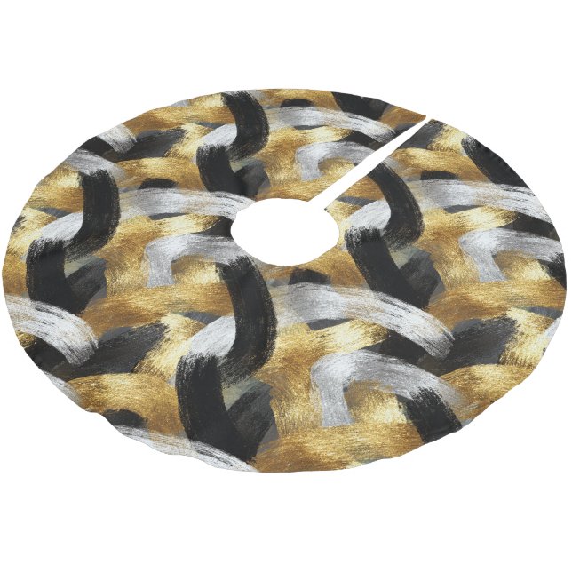 Guld Silver Svart Julfirande Julgransmatta Borstad Polyester (Vinklad)
