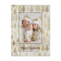 Guld Silver Träd Gräs fotojulkort