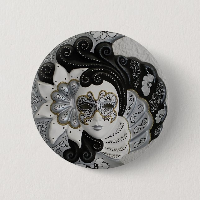 Guld Silver Venetian Mask Knapp (Framsida)