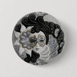 Guld Silver Venetian Mask Knapp