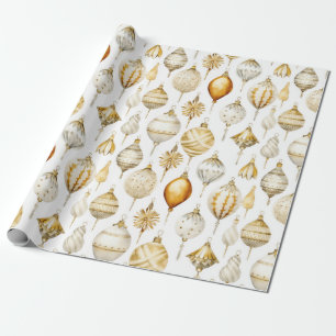 Guld Silver Watercolor Vintage jul Ornaments Presentpapper
