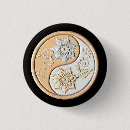 Guld & Silver Yin Yang Knapp