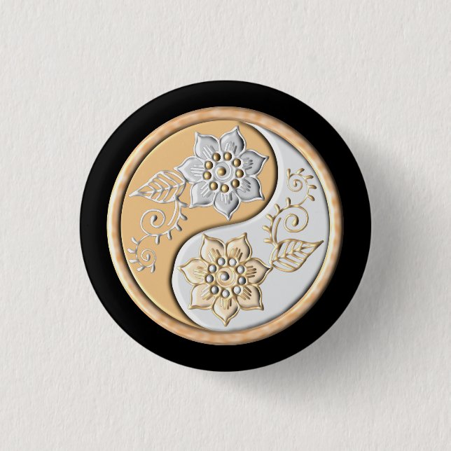 Guld & Silver Yin Yang  Knapp (Framsida)