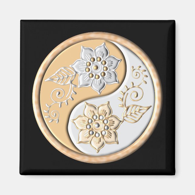 Guld & Silver Yin Yang  Magnet (Framsidan)