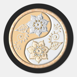 Guld & Silver Yin Yang Runt Klistermärke