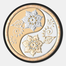 Guld & Silver Yin Yang Runt Klistermärke