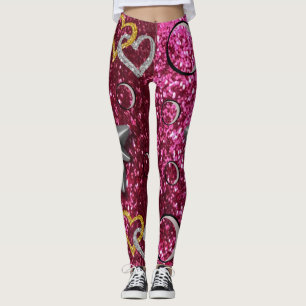 guld silvera tajts leggings lång rosa