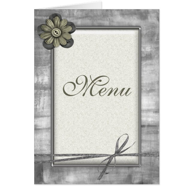 Guld- & silverbandblommor - bröllopmenykort OBS kort (Framsidan)