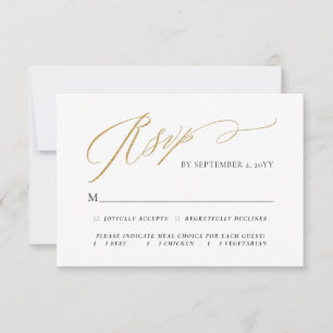 Guld Simple Elegant Script Meal Choice Bröllop OSA Kort