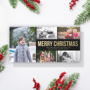 Guld Simple God jul Collage 5 Photo Card Julkort