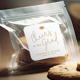 Guld Simple Modern Script Cheers Student Fyrkantigt Klistermärke