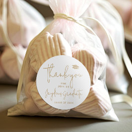 Guld Simple Modern Script Student tackar dig Runt Klistermärke