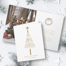 Guld Simple och Modern jul Gräs Träd Photo Helgkort