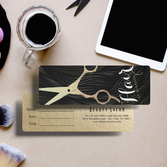 Guld Sissors Hair Salon Hairstylist Möte Litet Visitkort (Skapare uppladdad)