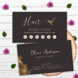 Guld Sissors Mörk Grått Hairstylist Beauty Salon Lojalitetskort