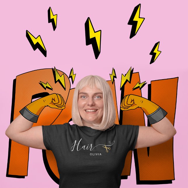 Guld Sissors  Rosa Hair Dresser Hairstylist T Shirt (Skapare uppladdad)