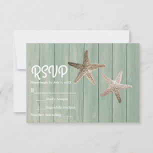 Guld sjöstjärna & trä Elegant strand RSVP-kort OSA Kort