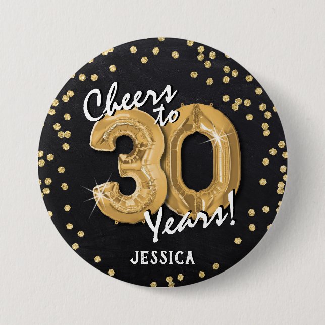 Guld Skål för 30 år 30-årsdag Knapp (Framsida)