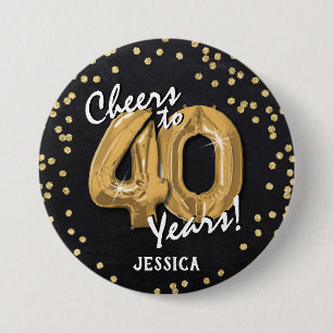 Guld Skål för 40 år 40-årsdag Knapp