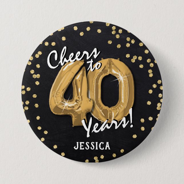 Guld Skål för 40 år 40-årsdag Knapp (Framsida)